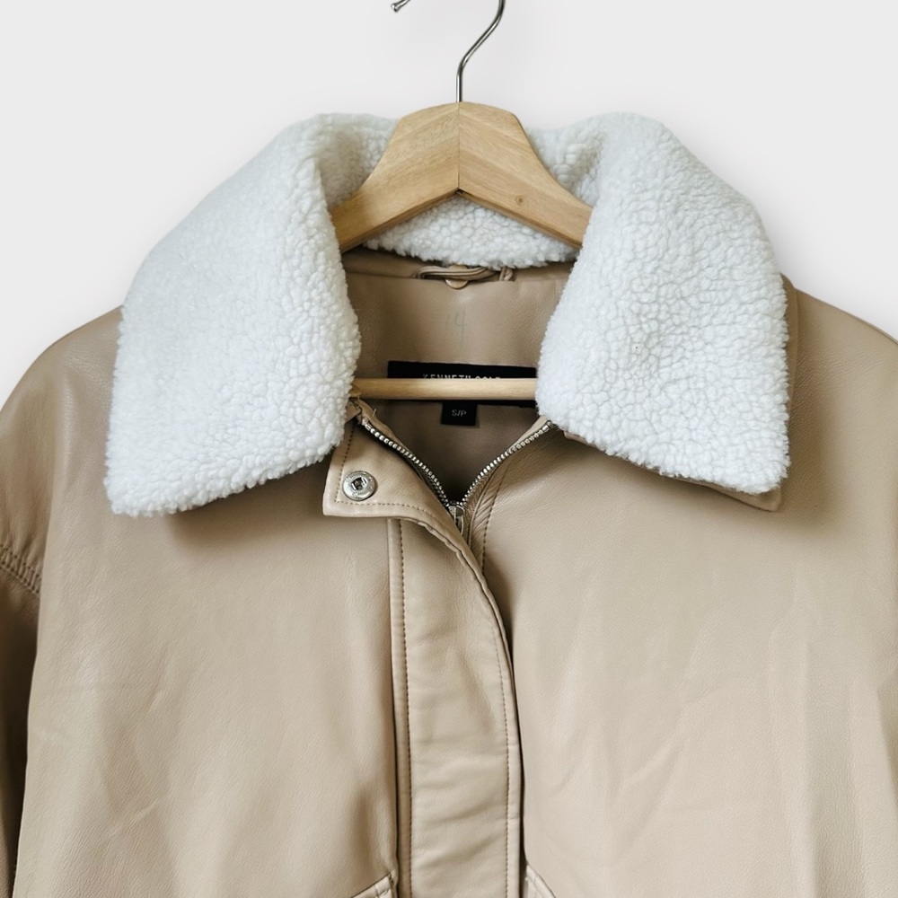 Kenneth Cole Faux Leather Bomber Jacket, size S - Picture 3 of 8